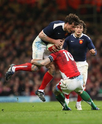 26.02.10 ... Wales v France, RBS 6 Nations 2010 -  France's Yannick Jauzion is tackled by Wales' Stephen Jones  