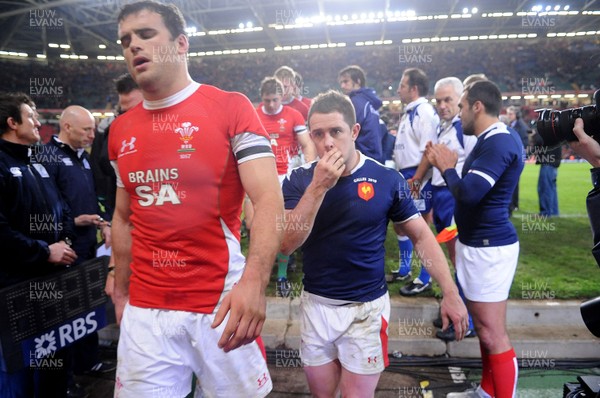 26.02.10 - Wales v France - RBS Six Nations 2010 - Jamie Roberts and Shane Williams of Wales looks dejected. 