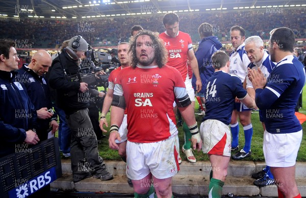 26.02.10 - Wales v France - RBS Six Nations 2010 - Adam Jones of Wales looks dejected. 