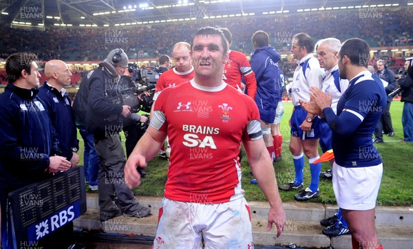 26.02.10 - Wales v France - RBS Six Nations 2010 - Huw Bennett of Wales looks dejected. 