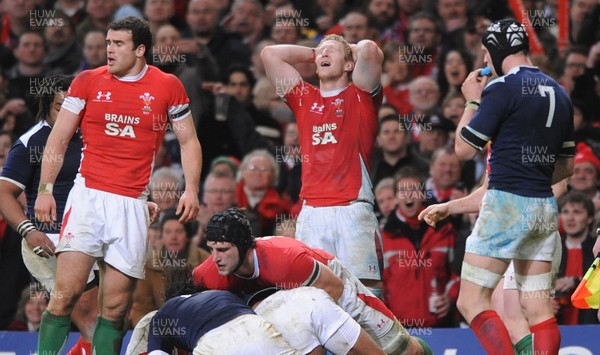 26.02.10 - Wales v France - RBS Six Nations 2010 - Bradley Davies of Wales shows his disappointment as his team loses the ball. 