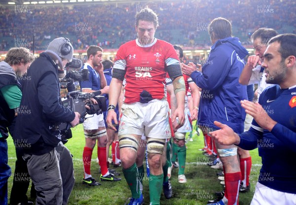 26.02.10 - Wales v France - RBS Six Nations 2010 - Ryan Jones of Wales looks dejected. 