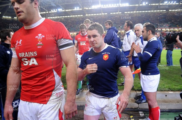 26.02.10 - Wales v France - RBS Six Nations 2010 - Jamie Roberts and Shane Williams of Wales looks dejected. 