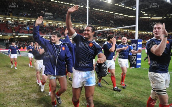 26.02.10 - Wales v France - RBS Six Nations 2010 - Thierry Dusautoir of France celebrates win. 