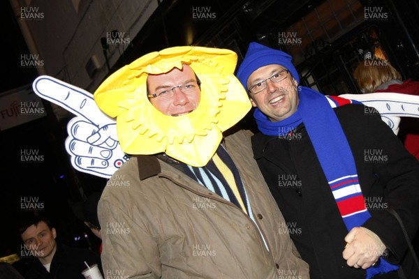 26.02.10 Wales v France - RBS 6 Nations -  Welsh & French supporters enjoy the atmosphere on Westgate Street before the game. 