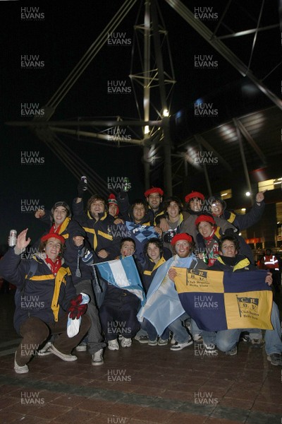26.02.10 Wales v France - RBS 6 Nations -   French supporters enjoy the atmosphere on Millennium Plaza before the game. 