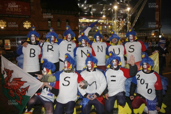 26.02.10 Wales v France - RBS 6 Nations -  French supporters enjoy the atmosphere on Westgate Street before the game. 