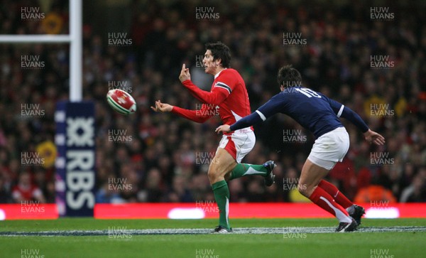 26.02.10 Wales v France... Wales' James Hook puts in the pass that was intercepted for the first try. 