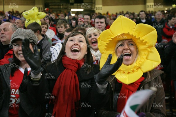26.02.10 Wales v France... Welsh fans celebrate during the game. 