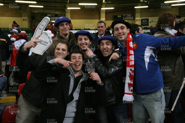 26.02.10 Wales v France... French fans celebrate at the end of the game. 