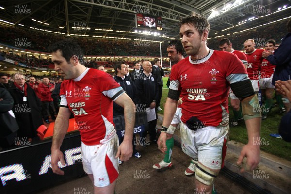 26.02.10 ... Wales v France, RBS 6 Nations 2010 -  Wales' Ryan Jones and Stephen leave the field at the end of the match 