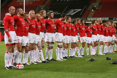 26.08.07  Wales v France... Mascot Jonathan David Rees with the players. 
