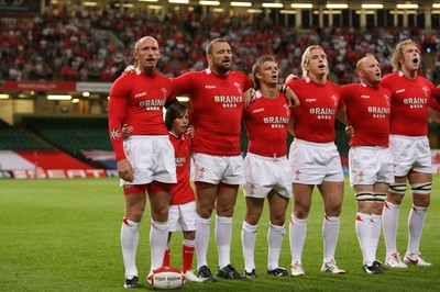 26.08.07  Wales v France... Mascot Jonathan David Rees with the players. 