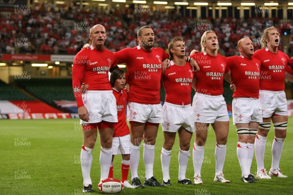26.08.07  Wales v France... Mascot Jonathan David Rees with the players. 