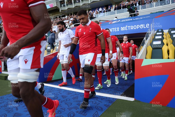 071023 - Wales v Georgia - Rugby World Cup, France 2023 - Pool C - Taulupe Faletau of Wales walks onto the field