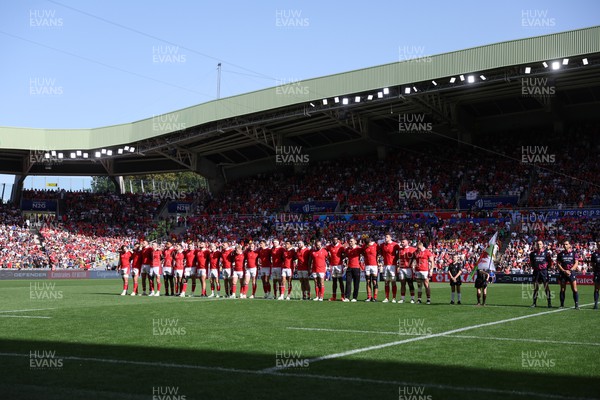 071023 - Wales v Georgia - Rugby World Cup, France 2023 - Pool C - Wales sing the anthem