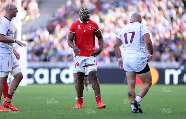 071023 - Wales v Georgia - Rugby World Cup, France 2023 - Pool C - Christ Tshiunza of Wales 