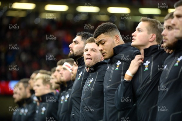 181117 - Wales v Georgia - Under Armour Series - Elliot Dee during the anthems