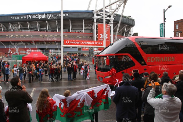 181117 Wales v Georgia - Under Armour 2017 Series -  Players of Wales arrive at The Principality Stadium