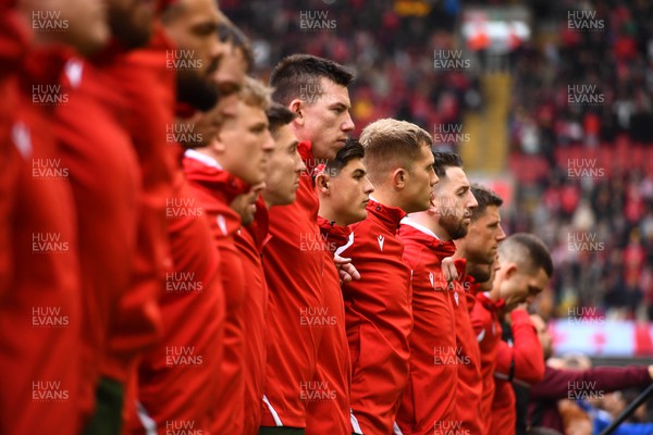 191122 - Wales v Georgia - Autumn Nations Series - Louis Rees-Zammit of Wales during anthems