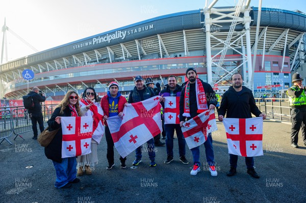 191122 - Wales v Georgia - Autumn Nations Series -  Georgian fans outside Principality Stadium before the match