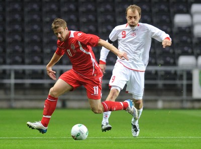 20.08.08 - International Football Friendly Wales v Georgia Wales' Paul Parry tries to get past Georgia's Alexander Iashvili 