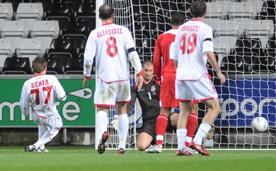 20.08.08 - International Football Friendly Wales v Georgia Georgia's Levan Kenia scores goal 