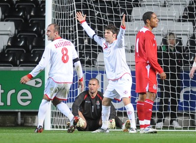 20.08.08 - International Football Friendly Wales v Georgia Georgia's Levan Kenia celebrates after scoring goal 