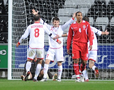 20.08.08 - International Football Friendly Wales v Georgia Georgia's Levan Kenia celebrates after scoring goal 