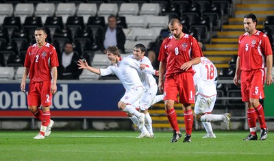 20.08.08 - International Football Friendly Wales v Georgia Georgia's Beka Gotsiridze celebrates scoring injury time goal 