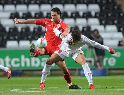 20.08.08 - International Football Friendly Wales v Georgia Wales' Craig Morgan and Georgia's Levan Mchedlidze 