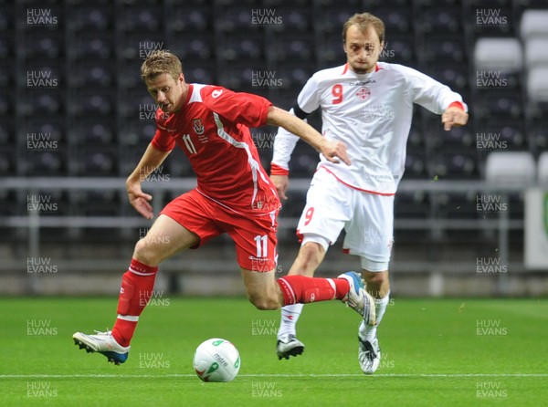 20.08.08 - International Football Friendly Wales v Georgia Wales' Paul Parry tries to get past Georgia's Alexander Iashvili 