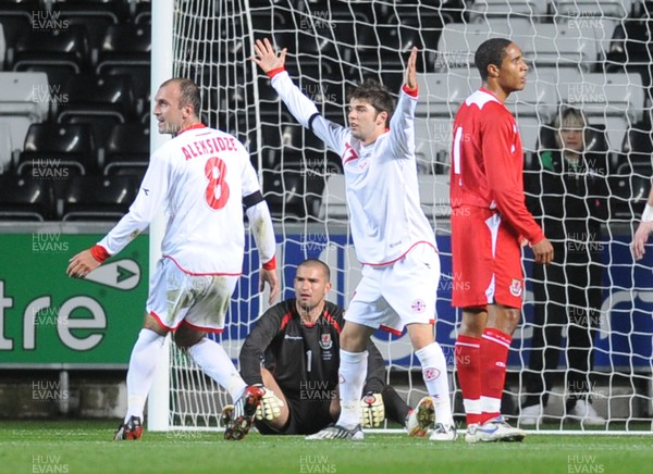 20.08.08 - International Football Friendly Wales v Georgia Georgia's Levan Kenia celebrates after scoring goal 