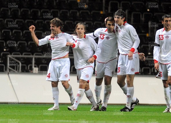 20.08.08 - International Football Friendly Wales v Georgia Georgia's Beka Gotsiridze (far L) celebrates scoring injury time goal 