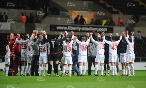 20.08.08 - International Football Friendly Wales v Georgia Georgean team celebrate at the end of the match 