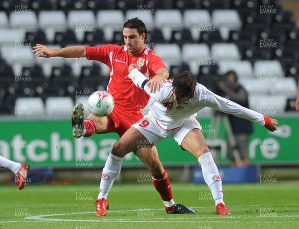 20.08.08 - International Football Friendly Wales v Georgia Wales' Craig Morgan and Georgia's Levan Mchedlidze 