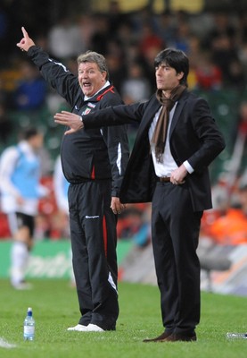 01.04.09 - Wales v Germany - 2010 FIFA World Cup Qualifying Group 4 - Wales manager John Toshack(L) and Germany manager Joachim Low look on. 
