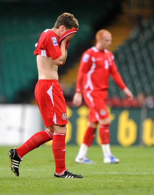 01.04.09 - Wales v Germany - 2010 FIFA World Cup Qualifying Group 4 - Wales players look dejected. 