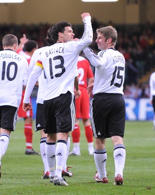 01.04.09 - Wales v Germany - World Cup 2010 - Qualifying Group 4 Germany's Michael Ballack (L) celebrates with   Thomas Hitzlsperger after scoring goal 