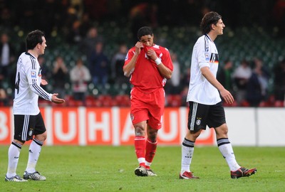 01.04.09 - Wales v Germany - World Cup 2010 - Qualifying Group 4 Wales' Ashley Williams leaves the field at the end of the match 