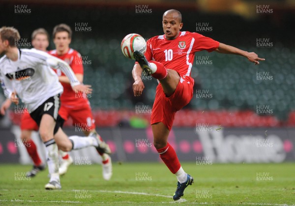 01.04.09 - Wales v Germany - 2010 FIFA World Cup Qualifying Group 4 - Wales' Rob Earnshaw tries to control the ball. 