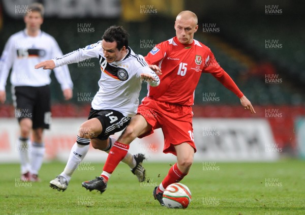 01.04.09 - Wales v Germany - 2010 FIFA World Cup Qualifying Group 4 - Germany's Piotr Trochowski is tackled by Wales' David Cotterill. 