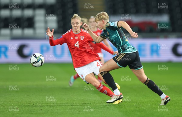 051223  - Wales v Germany, UEFA Women’s Nations League - Sophie Ingle of Wales closes in on Paulina Krumbiegel of Germany