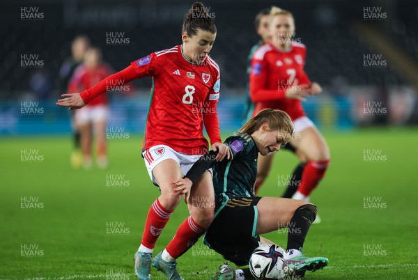 051223  - Wales v Germany, UEFA Women’s Nations League - Angharad James of Wales is challenged by Sjoeke Nusken of Germany