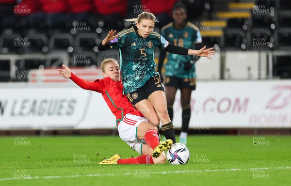 051223  - Wales v Germany, UEFA Women’s Nations League - Sophie Ingle of Wales and Elisa Senb of Germany compete for the ball