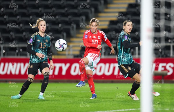 051223  - Wales v Germany, UEFA Women’s Nations League - Jess Fishlock of Wales looks to shoot at goal