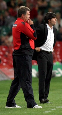 08.09.07 - Euro 2008 Qualifying, Group D Wales v Gemany Wales' manager John Toshack and Germany coach Joachim Low 