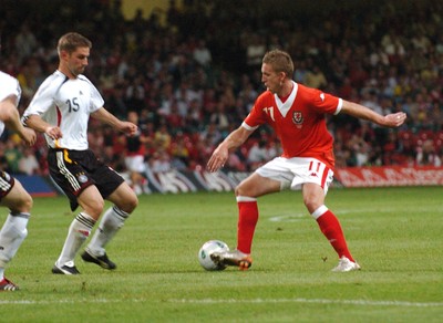 08.09.07 - Euro 2008 Qualifying, Group D Wales v Gemany Wales' Freddy Eastwood tries to get past Germany's Thomas Hizlsperger 