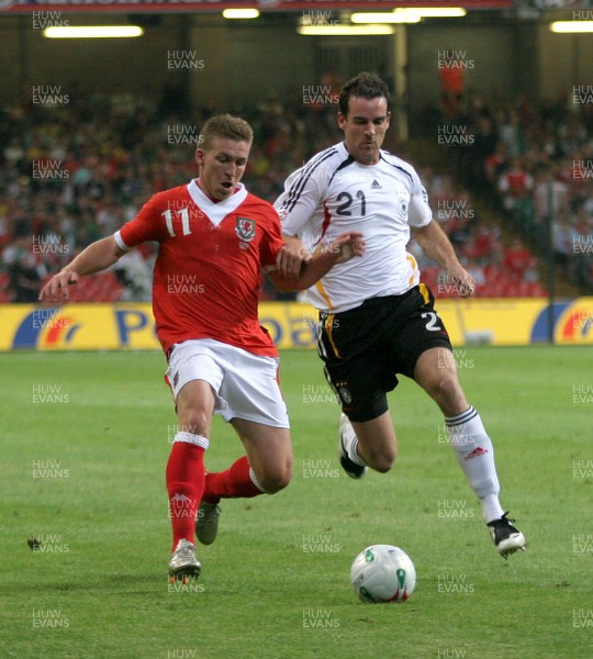 08.09.07 - Euro 2008 Qualifying, Group D Wales v Gemany Wales' Freddy Eastwood and Germany's Christoph Metzelder 