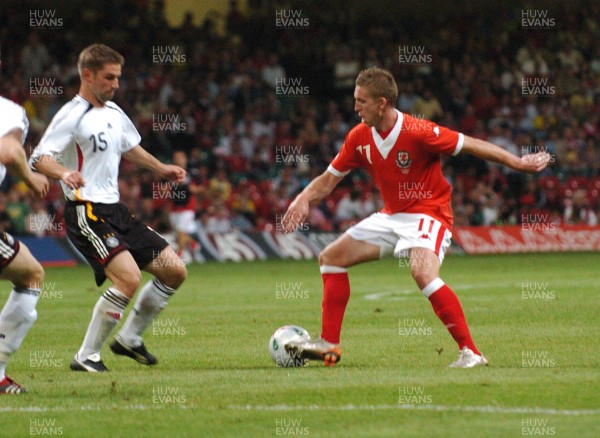 08.09.07 - Euro 2008 Qualifying, Group D Wales v Gemany Wales' Freddy Eastwood tries to get past Germany's Thomas Hizlsperger 